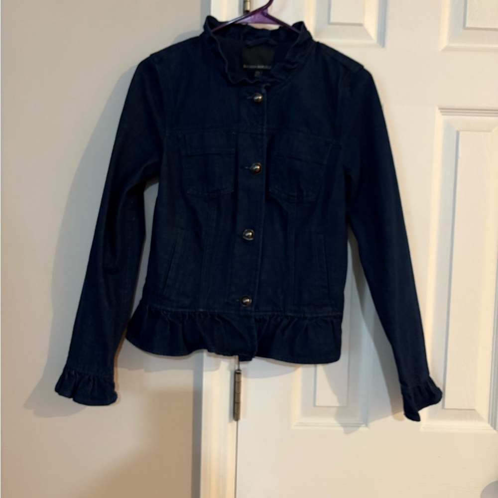 Banana Republic Dark Blue Jean Jacket with Ruffle Details